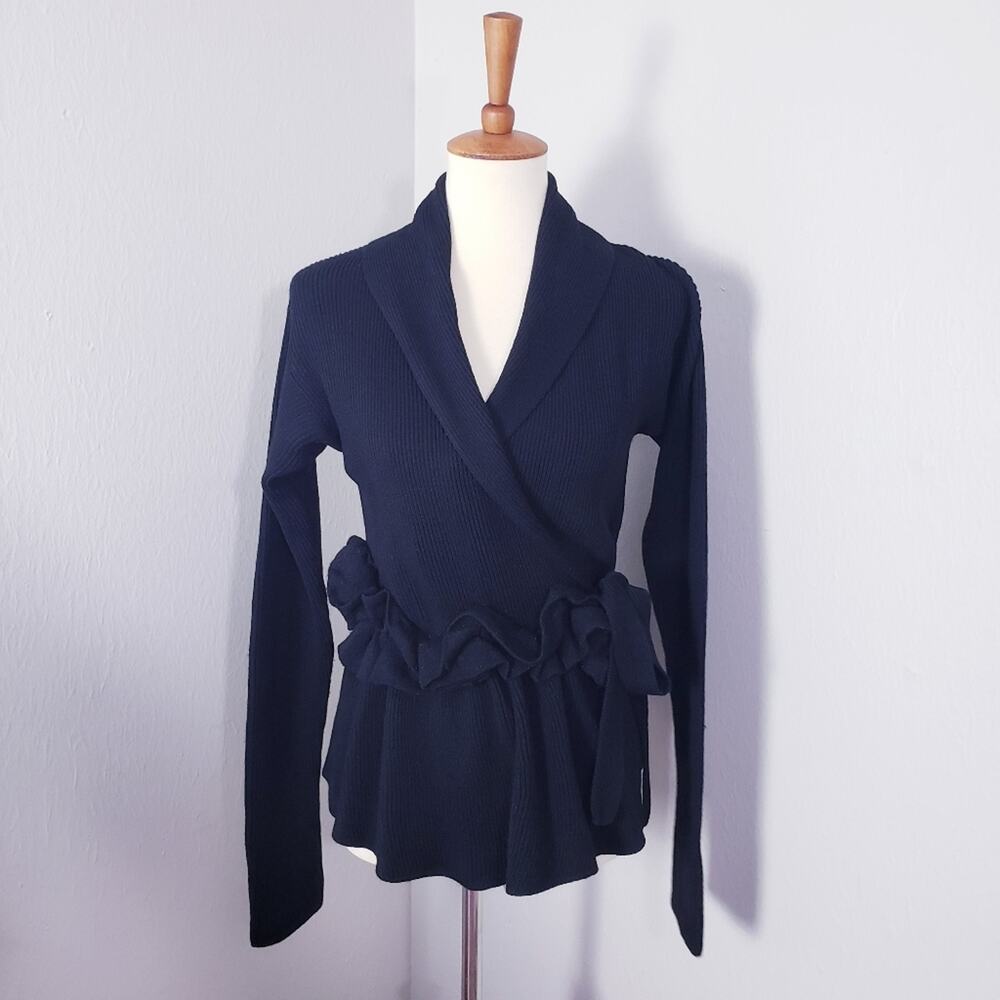 Sonia Rykiel Wool Ruffle Wrap Cardigan Sweater EU 38 Made In Italy